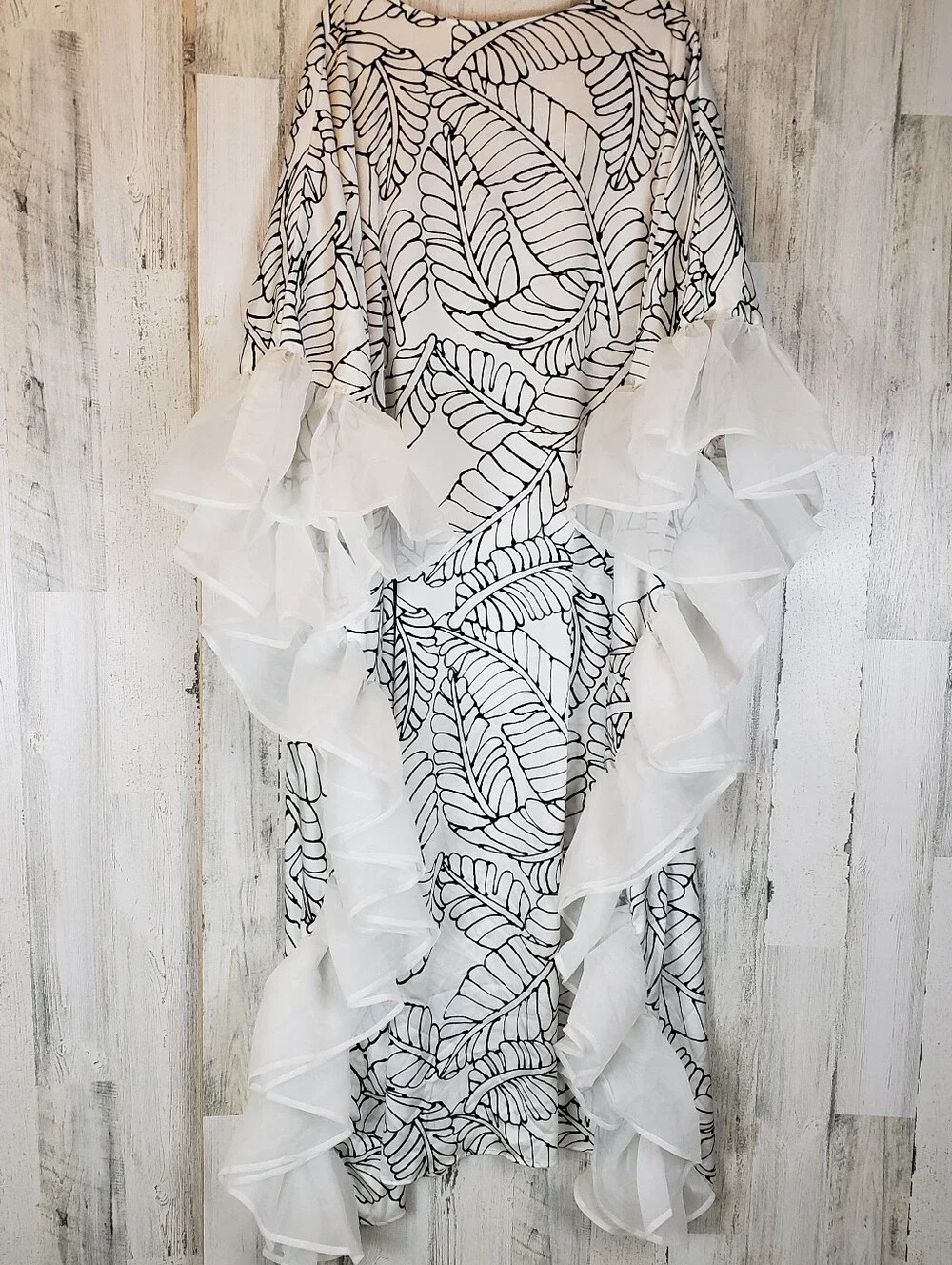 Fe Noel Leaf-Print Ruffle Swimsuit Cover Up Size 3X - Picture 5 of 8